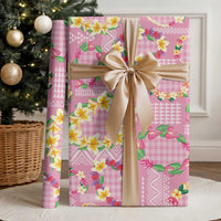 Hawaiian Leis Wrapping Paper Kakau Tattoos and Palaka Pastel Pink Color LT03 - Polynesian Pride