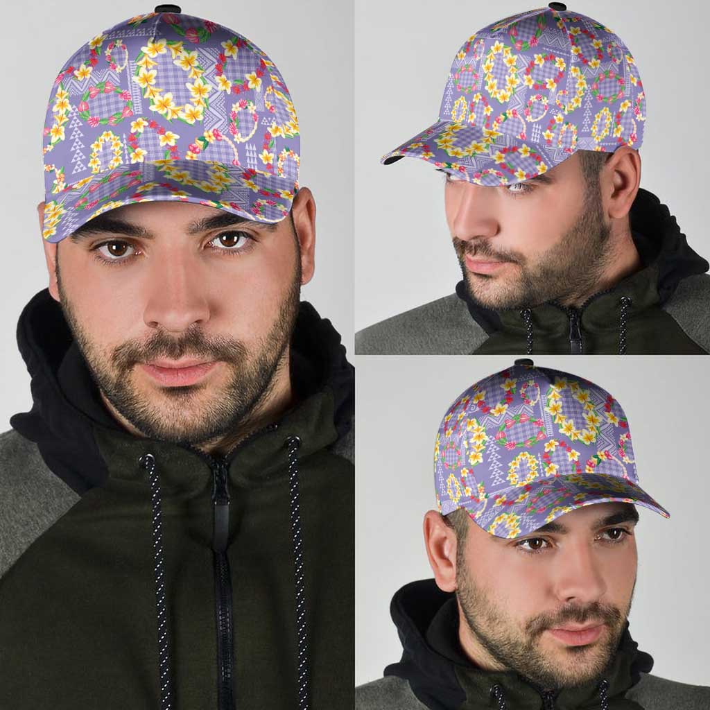 Hawaiian Leis Classic Cap Kakau Tattoos and Palaka Pastel Purple Color LT03 - Polynesian Pride
