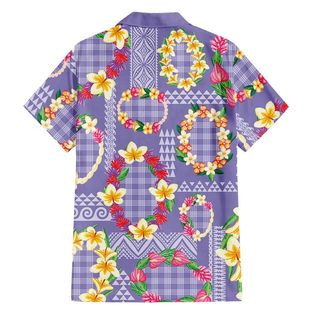 Hawaiian Leis Family Matching Summer Maxi Dress and Hawaiian Shirt Kakau Tattoos and Palaka Pastel Purple Color