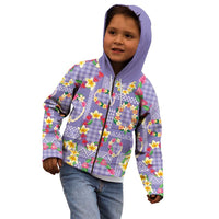 Hawaiian Leis Kid Hoodie Kakau Tattoos and Palaka Pastel Purple Color