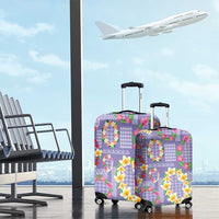 Hawaiian Leis Luggage Cover Kakau Tattoos and Palaka Pastel Purple Color