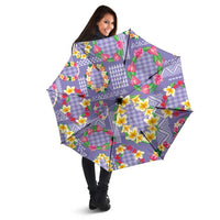 Hawaiian Leis Umbrella Kakau Tattoos and Palaka Pastel Purple Color