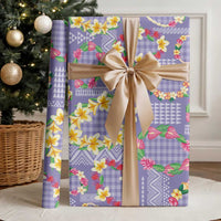Hawaiian Leis Wrapping Paper Kakau Tattoos and Palaka Pastel Purple Color LT03 - Polynesian Pride