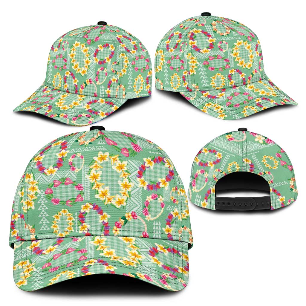 Hawaiian Leis Classic Cap Kakau Tattoos and Palaka Pastel Green Color