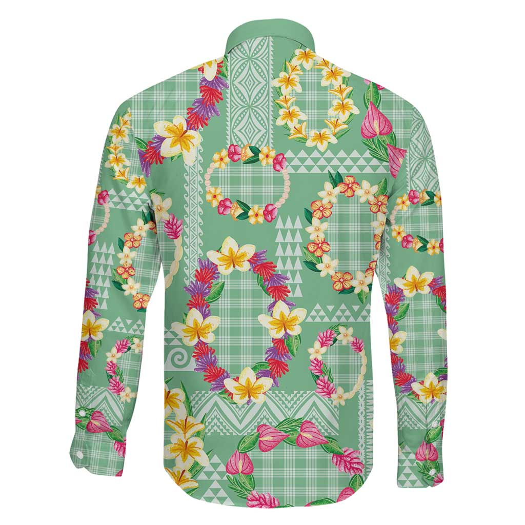Hawaiian Leis Family Matching Summer Maxi Dress and Hawaiian Shirt Kakau Tattoos and Palaka Pastel Green Color