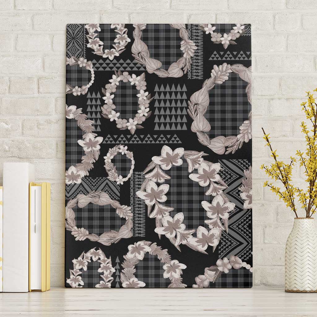 Hawaiian Leis Canvas Wall Art Kakau Tattoos and Palaka Pastel Grayscale