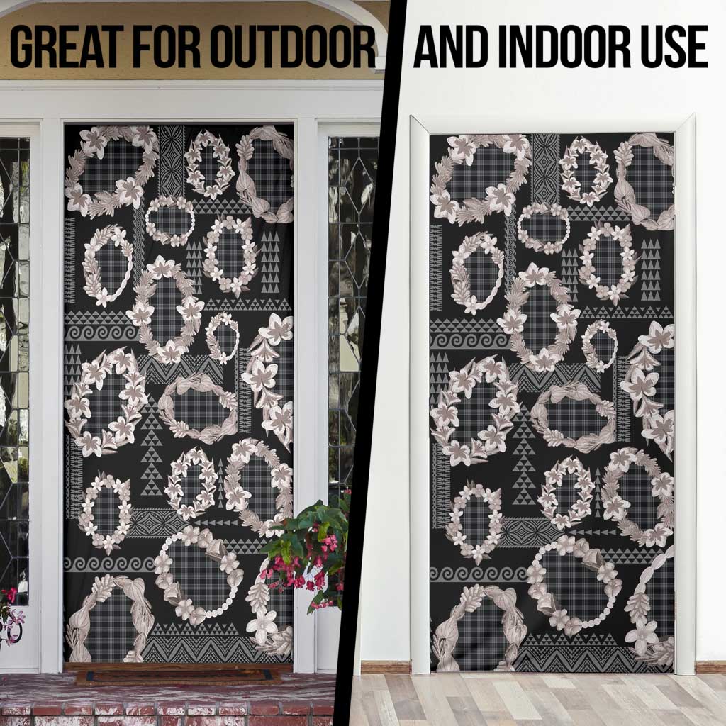 Hawaiian Leis Door Cover Kakau Tattoos and Palaka Pastel Grayscale LT03 - Polynesian Pride