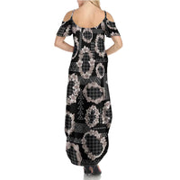 Hawaiian Leis Family Matching Summer Maxi Dress and Hawaiian Shirt Kakau Tattoos and Palaka Pastel Grayscale