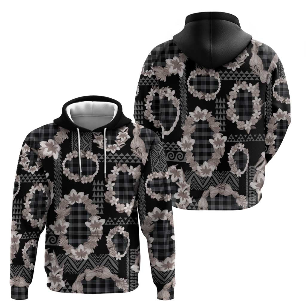 Hawaiian Leis Hoodie Kakau Tattoos and Palaka Pastel Grayscale LT03 - Polynesian Pride