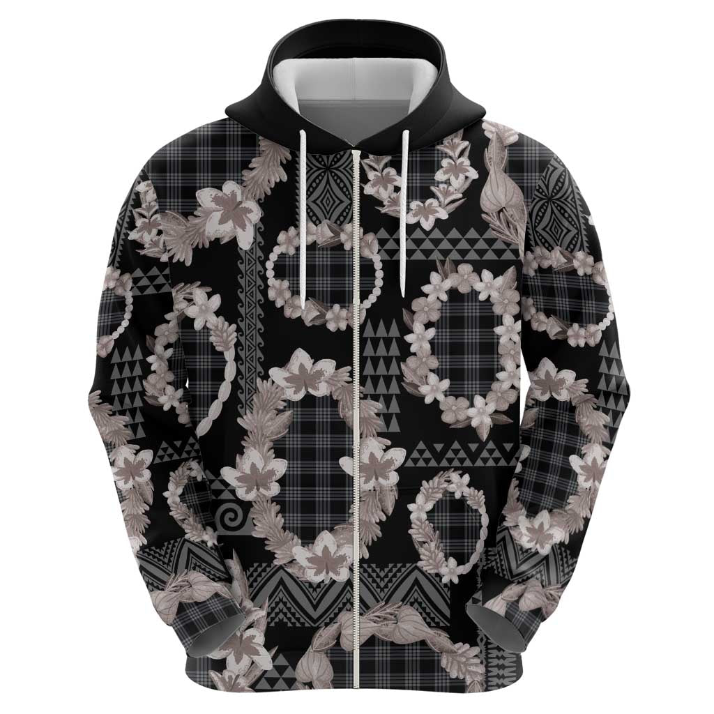 Hawaiian Leis Hoodie Kakau Tattoos and Palaka Pastel Grayscale LT03 - Polynesian Pride