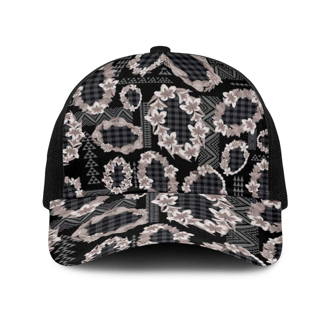 Hawaiian Leis Mesh Trucker Cap Kakau Tattoos and Palaka Pastel Grayscale