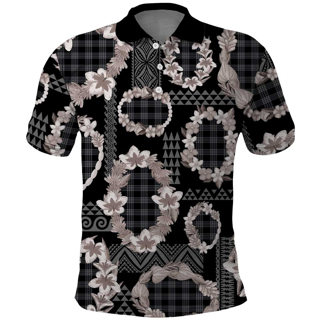 Hawaiian Leis Polo Shirt Kakau Tattoos and Palaka Pastel Grayscale