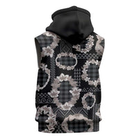 Hawaiian Leis Sleeveless Hoodie Kakau Tattoos and Palaka Pastel Grayscale LT03 - Polynesian Pride
