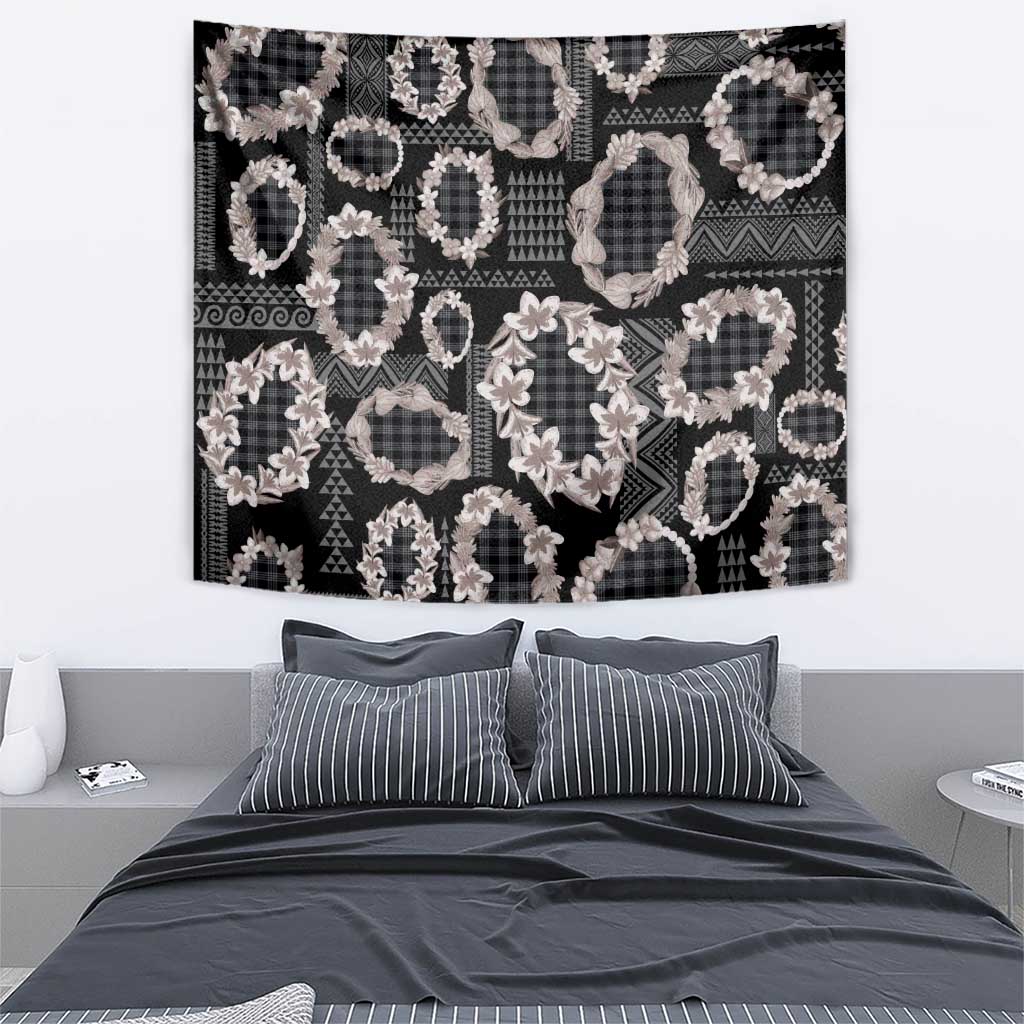 Hawaiian Leis Tapestry Kakau Tattoos and Palaka Pastel Grayscale