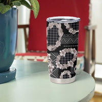 Hawaiian Leis Tumbler Cup Kakau Tattoos and Palaka Pastel Grayscale LT03 - Polynesian Pride
