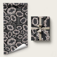 Hawaiian Leis Wrapping Paper Kakau Tattoos and Palaka Pastel Grayscale