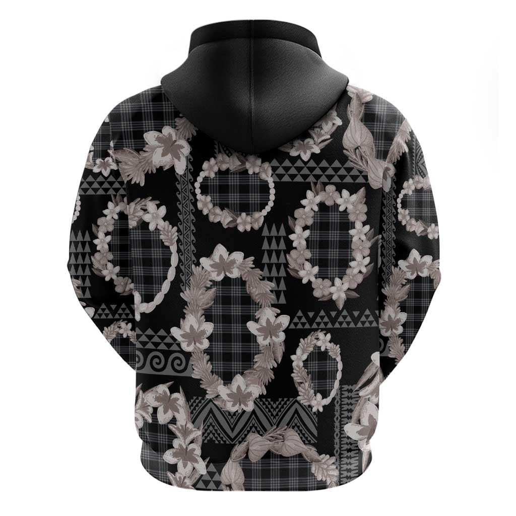 Hawaiian Leis Zip Hoodie Kakau Tattoos and Palaka Pastel Grayscale LT03 - Polynesian Pride