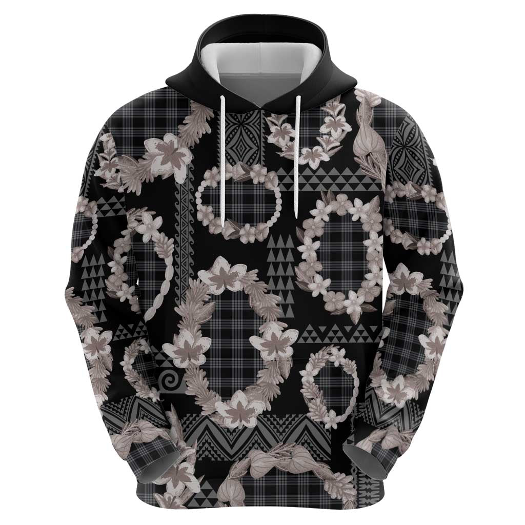 Hawaiian Leis Zip Hoodie Kakau Tattoos and Palaka Pastel Grayscale LT03 - Polynesian Pride