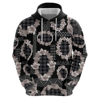 Hawaiian Leis Zip Hoodie Kakau Tattoos and Palaka Pastel Grayscale LT03 - Polynesian Pride