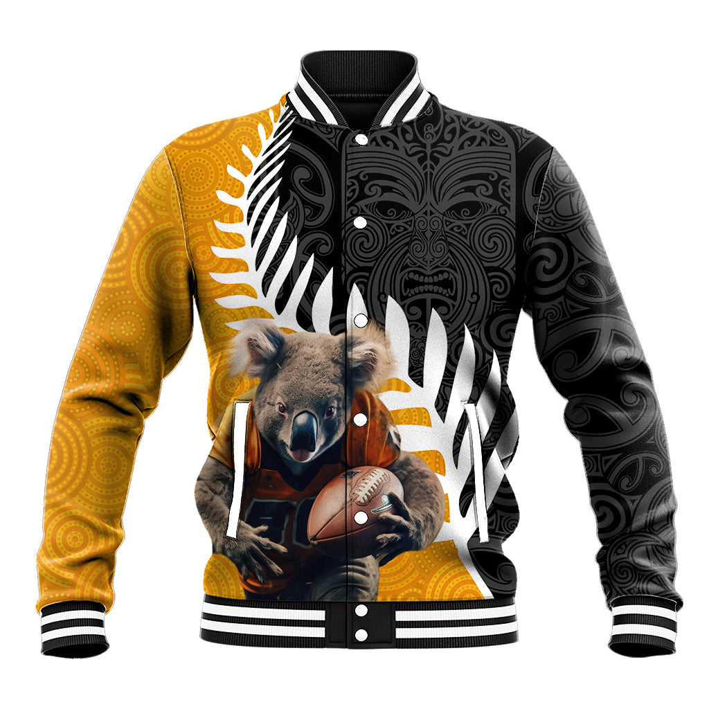 New Zealand and Australia Rugby Baseball Jacket Koala and Maori Warrior Together