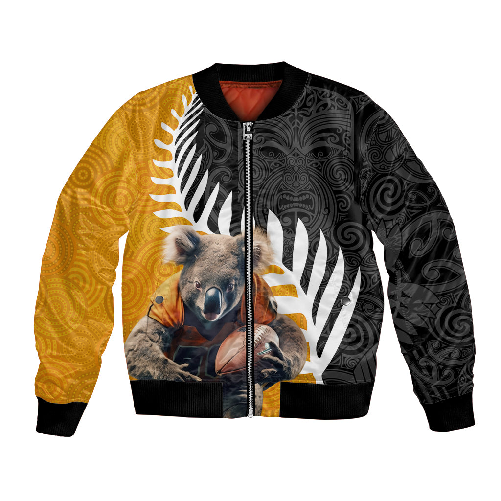 New Zealand and Australia Rugby Bomber Jacket Koala and Maori Warrior Together