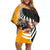 New Zealand and Australia Rugby Off Shoulder Short Dress Koala and Maori Warrior Together