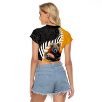 New Zealand and Australia Rugby Raglan Cropped T Shirt Koala and Maori Warrior Together