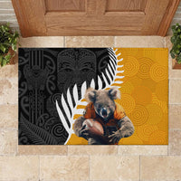 New Zealand and Australia Rugby Rubber Doormat Koala and Maori Warrior Together