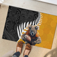 New Zealand and Australia Rugby Rubber Doormat Koala and Maori Warrior Together