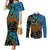 Fiji and Australia Couples Matching Mermaid Dress and Long Sleeve Button Shirt Palm Tree and Abogirinal Emu