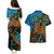 Fiji and Australia Couples Matching Puletasi and Hawaiian Shirt Palm Tree and Abogirinal Emu