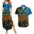 Fiji and Australia Couples Matching Summer Maxi Dress and Hawaiian Shirt Palm Tree and Abogirinal Emu