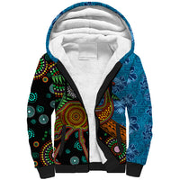 Fiji and Australia Sherpa Hoodie Palm Tree and Abogirinal Emu