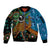 Fiji and Australia Sleeve Zip Bomber Jacket Palm Tree and Abogirinal Emu