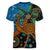 Fiji and Australia Women V-Neck T-Shirt Palm Tree and Abogirinal Emu