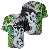 New Zealand Koru Natural Baseball Jersey Manaia and Silver Fern Maori Pattern