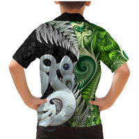New Zealand Koru Natural Family Matching Mermaid Dress and Hawaiian Shirt Manaia and Silver Fern Maori Pattern