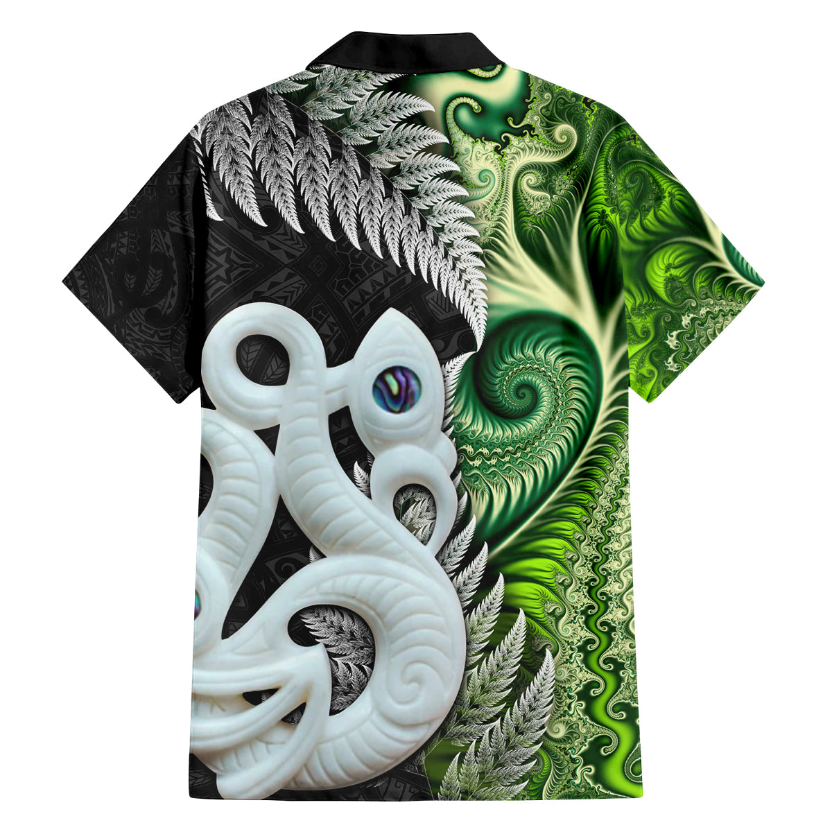 New Zealand Koru Natural Family Matching Puletasi and Hawaiian Shirt Manaia and Silver Fern Maori Pattern