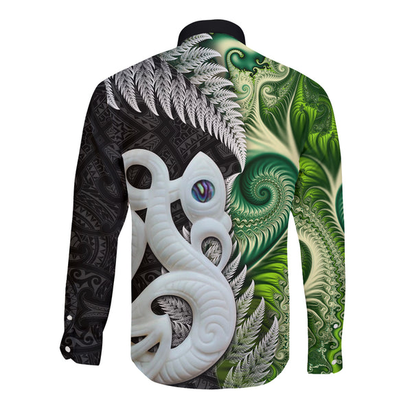 New Zealand Maori T Shirt Fern and Manaia Version Black LT13 main image 0
