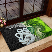 New Zealand Koru Natural Rubber Doormat Manaia and Silver Fern Maori Pattern