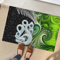 New Zealand Koru Natural Rubber Doormat Manaia and Silver Fern Maori Pattern