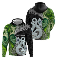 New Zealand Koru Natural Zip Hoodie Manaia and Silver Fern Maori Pattern LT03 - Polynesian Pride