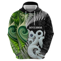 New Zealand Koru Natural Zip Hoodie Manaia and Silver Fern Maori Pattern LT03 - Polynesian Pride