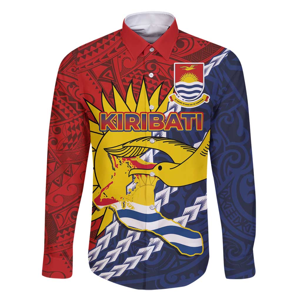 Kiribati Independence Day Family Matching Long Sleeve Bodycon Dress and Hawaiian Shirt Polynesian and Melanesian Art Tattoo