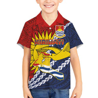 Kiribati Independence Day Family Matching Long Sleeve Bodycon Dress and Hawaiian Shirt Polynesian and Melanesian Art Tattoo