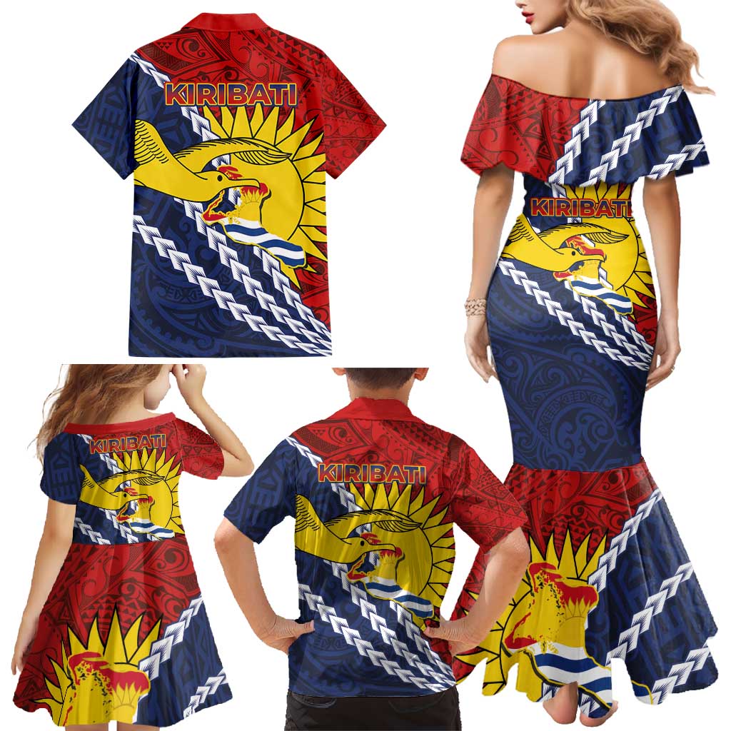 Kiribati Independence Day Family Matching Mermaid Dress and Hawaiian Shirt Polynesian and Melanesian Art Tattoo