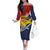 Kiribati Independence Day Family Matching Off The Shoulder Long Sleeve Dress and Hawaiian Shirt Polynesian and Melanesian Art Tattoo