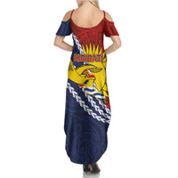 Kiribati Independence Day Family Matching Summer Maxi Dress and Hawaiian Shirt Polynesian and Melanesian Art Tattoo