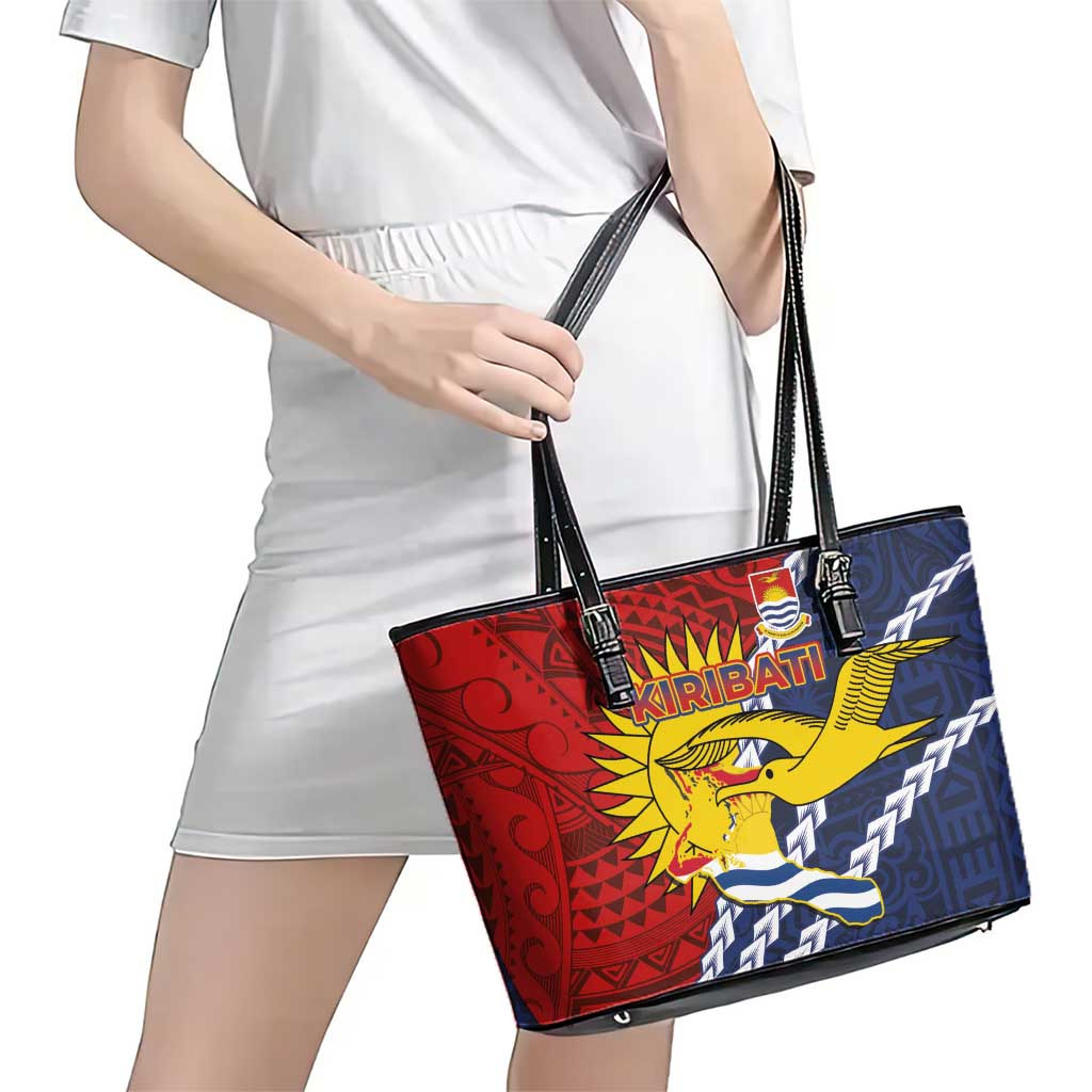 Kiribati Independence Day Leather Tote Bag Polynesian and Melanesian Art Tattoo