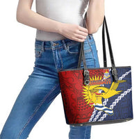 Kiribati Independence Day Leather Tote Bag Polynesian and Melanesian Art Tattoo